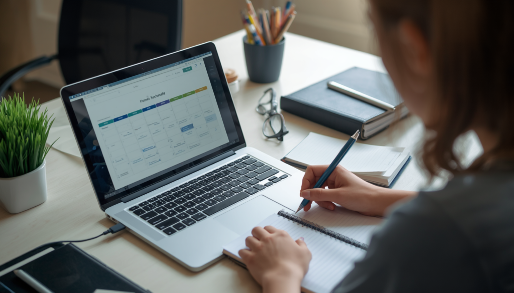 student creating homework schedule with ai