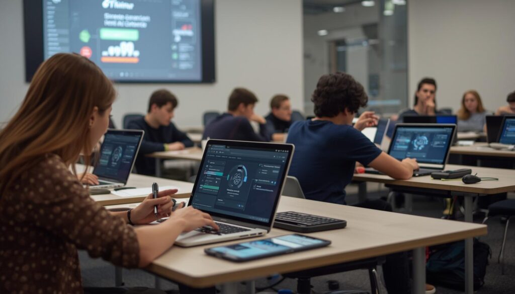 AI note-taking tools for students in a modern classroom