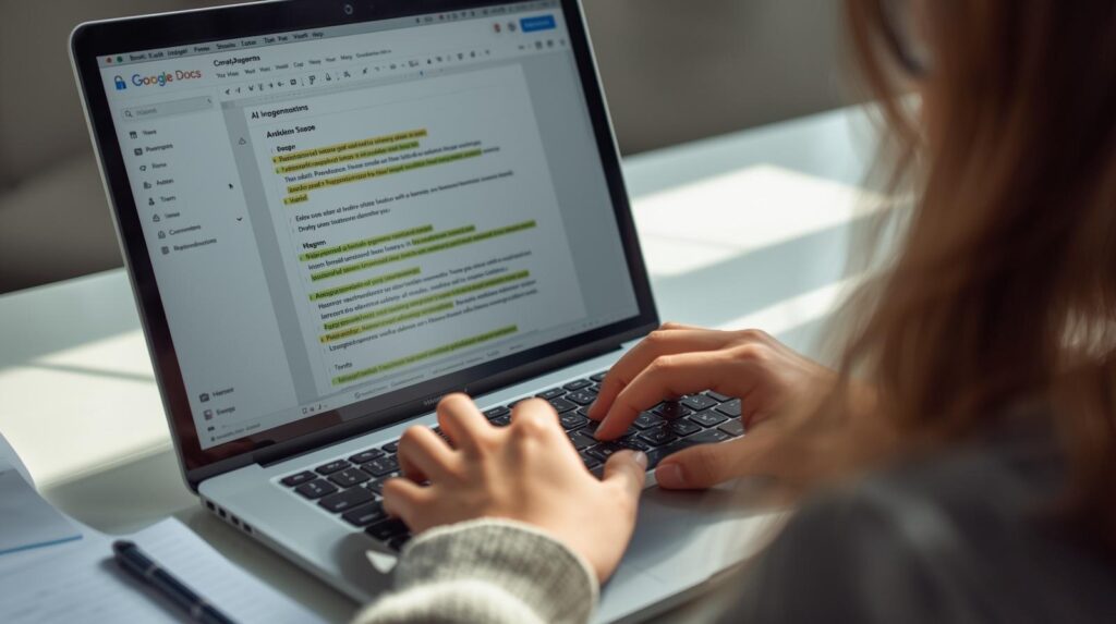 student using google docs ai for notes