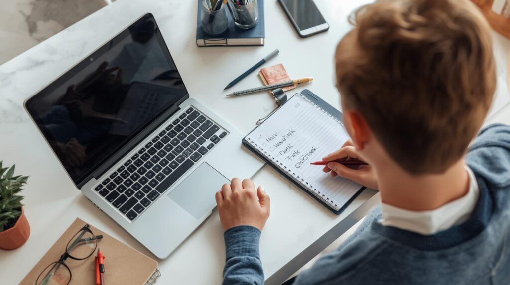 Student creating a daily study workflow with priority tasks