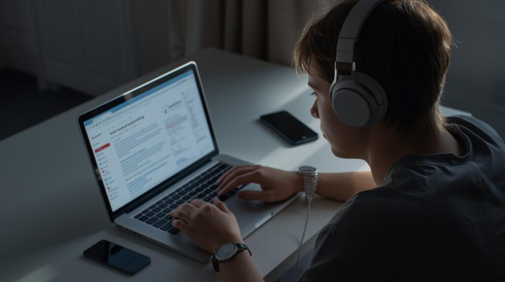 Student using a distraction free study routine for better focus