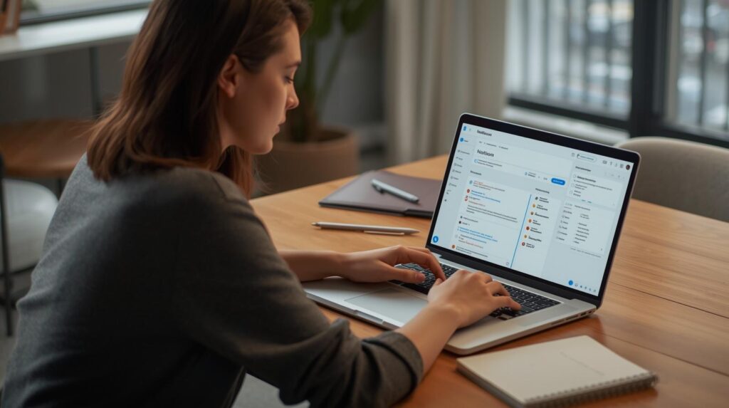 student organizing notes using notion ai