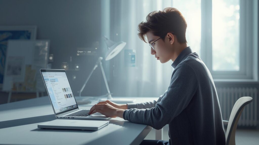 student using canva ai to create presentation slides