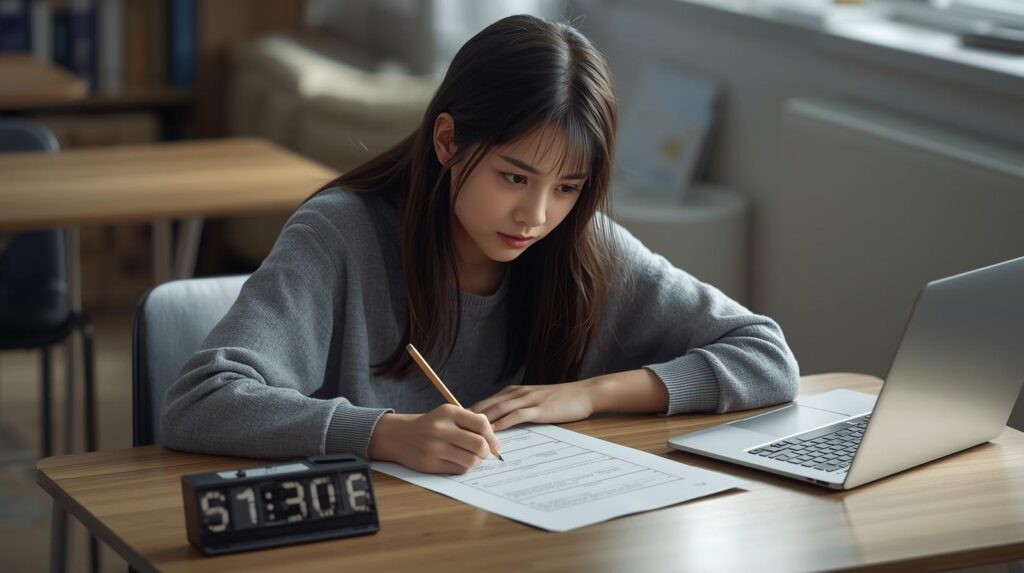 student answering ai generated mock exam questions