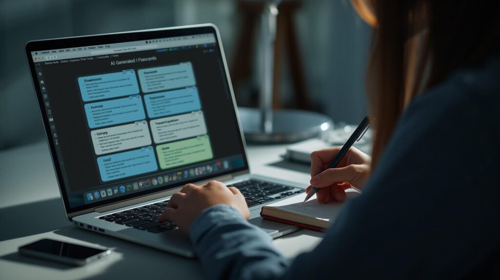 ai flashcards helping student memorize exam content