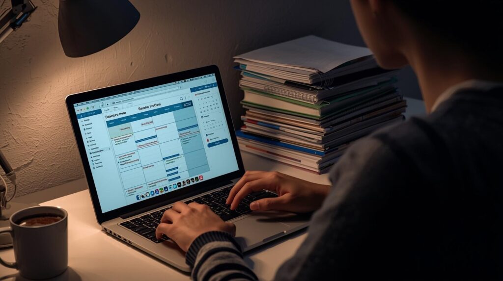 Student doing weekly reset ritual to organize study tasks and files