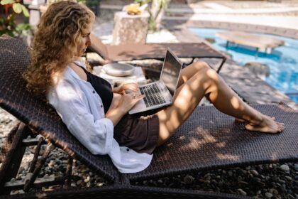 Person working remotely on a laptop, representing legitimate side income & careers opportunities.